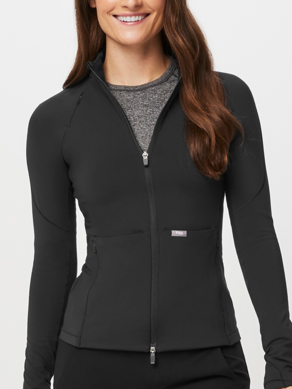 Figs Black Contour Scrub Jacket